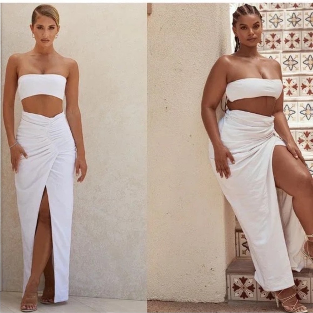 HOUSE OF CB 'Jada' White Maxi Wrap Skirt NWOT size XS